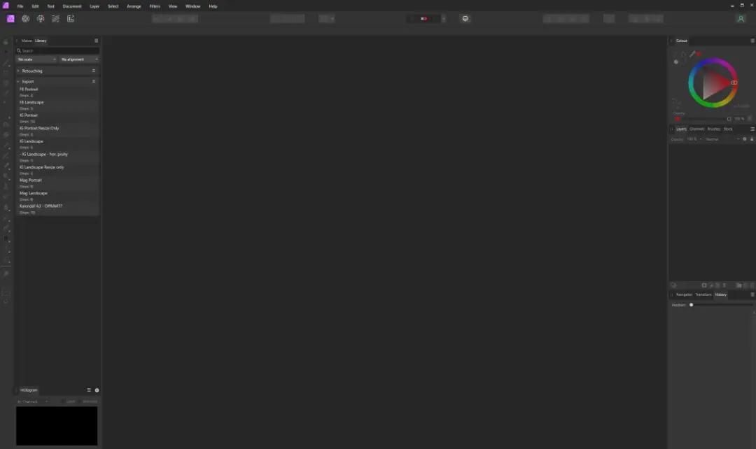 Rozhraní Affinity Photo