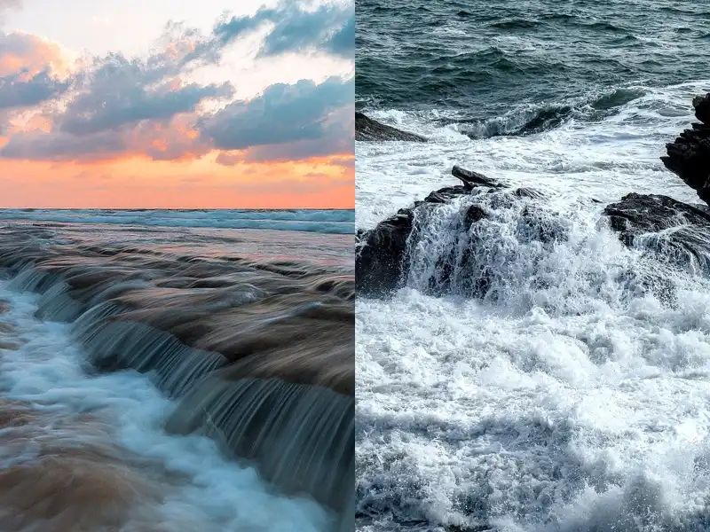Dlouhý a krátký expoziční čas – rozmazaná a ostrá voda na fotografii